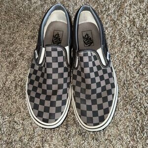 Vans Black and Gray Checkered Slip-Ons